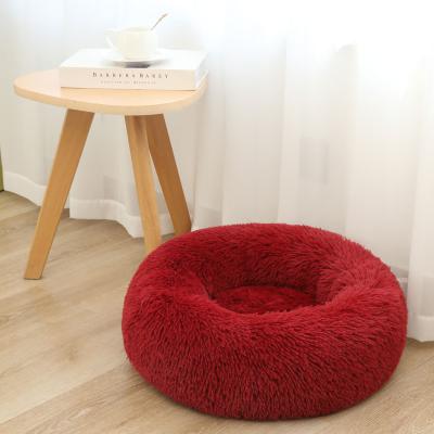 China Best Breathable Free Sample Custom Washable Round Faux Long Fur Pet Bed Removable Non-slip Outdoor Cat Dog Bed Manufacturer for sale