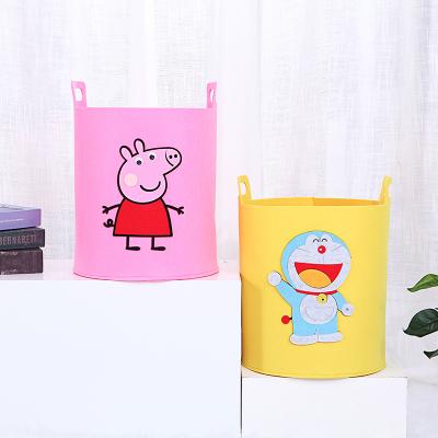 China Living Room Folding Toy Storage Box Felt Storage Basket With Foldable Animal Picture Storage Cute Felt Basket for sale