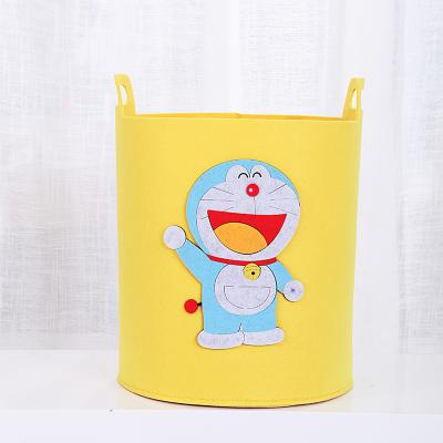 China Living Room Folding Toy Storage Box Felt Storage Basket With Foldable Animal Picture Storage Cute Felt Basket for sale