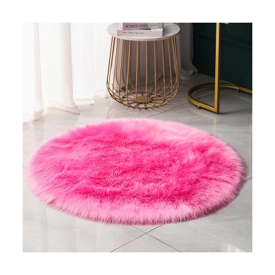 China Washable Artificial Fur And Bedroom Fur Round White Color Can Be Customized Carpet for sale