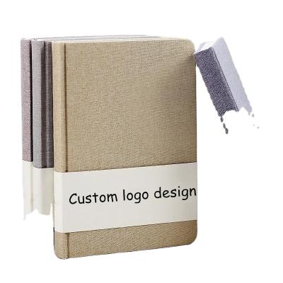 China High Quality Hard Cover Book Cover Solid Color Canvas Fabric Cloth Notebook Office Hard Notepad With Paper Tape for sale