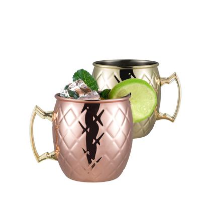 China Goods Wholesale Moscow Mule Mugs Classic Pure Moscow Stainless Steel Hammered Mule Cup Mugs Copper Coffee Mugs With Handle for sale