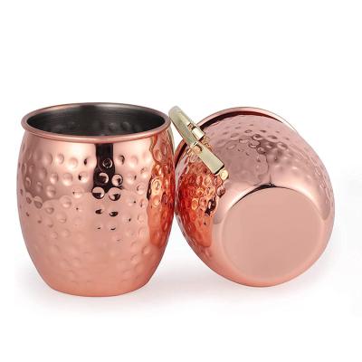 China Durable Hot Selling Classic Pure Moscow Hammered Mule Mug 100% Pure Hammered Copper Barrel Gift Mug Cooper for sale