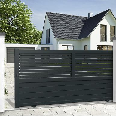 China Country Western Security Modern Exterior Gate Barrier Base Track Aluminum Automatic Sliding Gate With Access Control System for sale