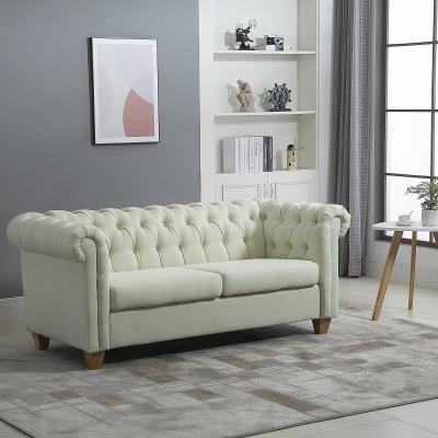 China Modular Sofa Chair Elegant Double And Waterfall Rolled Arms And Buttons Modern Design Luxury Tufted Beige for sale