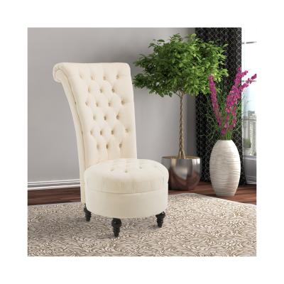 China Reclining Practical Living Room Furniture Tufted High Back Velveteen Upholstered Cream White Living Room Chairs for sale