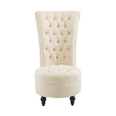 China Reclining Durable Living Room Furniture Tufted High Back Velveteen Upholstered Cream White Living Room Chairs for sale