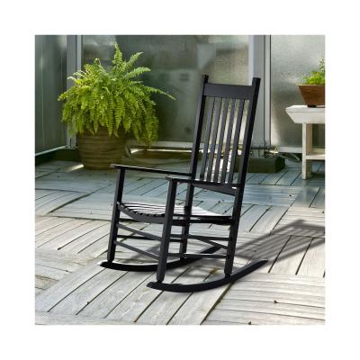 China EUROPEAN Popular Hot Selling Wooden Back High Chair Slat Black Soft Reclining Rocking Chair for sale