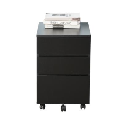 China Hot Sale 3 Drawer Home Office Expandable Filing Cabinet Black File Storage Cabinet With 5 Caster Wheels for sale