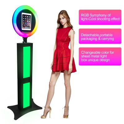 China Party Free Standing For Ipad 10inch, 12.9inch Tablet Led Ringlight Photobooth Live Video Selfie Flash Station for sale