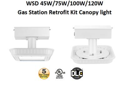 China CA al aire libre exterior 120-277 V //WSD-GSK10W27 de la UL DLC de los lúmenes 5000k de las lámparas 100w 13000 del toldo de la luz de la gasolinera del LED en venta