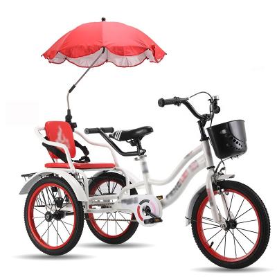 China Ride On Toy Beautiful Design 3 Wheel Bike With Sunshade Two Seat Kids Tricycle For Kids Tricycle for sale