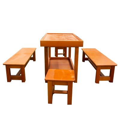 China Outdoor Outdoor Garden Patio BBQ Table and Wooden Chair Set for sale