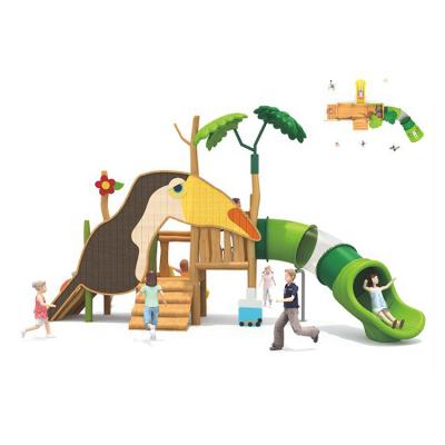 China Ooutdoor Outdoor Children's Wooden Playground Baby Climbing Frame Set Swing And Slide for sale