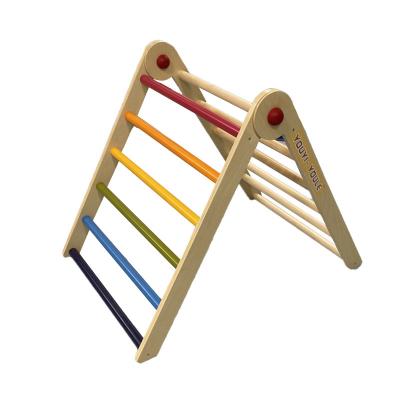 China Amusement Equipment Climbing Frame Wooden Climbing Ladders Toys Climb Indoor Play Arch And Foldable Ramp Playground Babies Triangle For Kids for sale