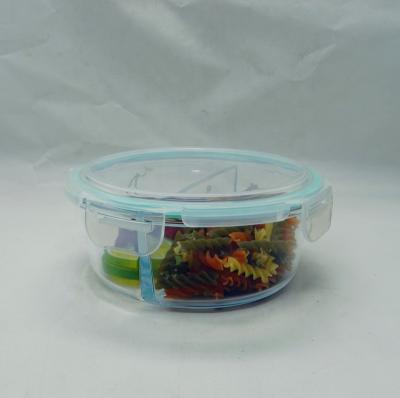 China Sustainable Round Glass Prep Containers With 2 Compartment Part And Airtight Locking Lid for sale