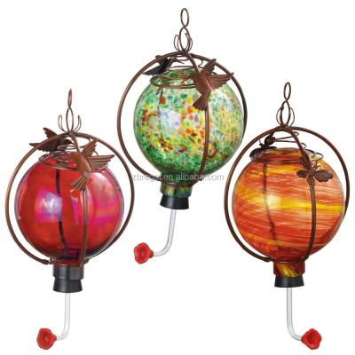 China Sustainable Auto Handblown Hummingbird Glass Feeder for sale