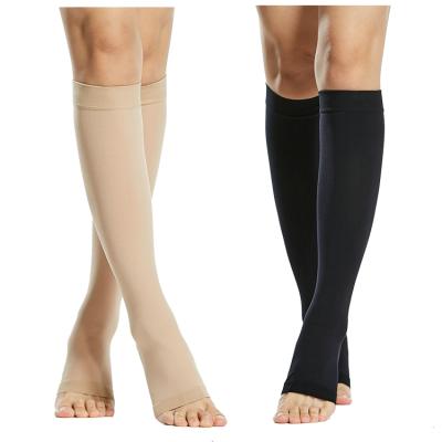 China 15-40mmHg Antibacterial Medical Socks Open Toe Knee HighVaricose Vein Compression Stockings For Women Men for sale