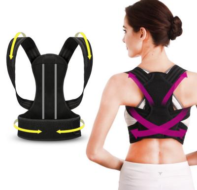 China Breathable Posture Corrector for Women Slim Back Brace Lumbar Support Custom Black Elastic Back Support Belt for sale