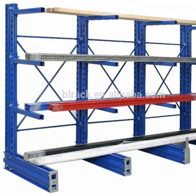 China Corrosion protection warehouse steel pipe heavy duty side cantilever rack column cantilever double stretching for rebar storage for sale