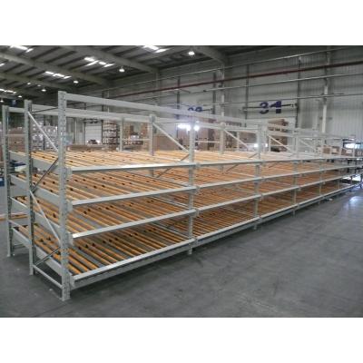 China Fluent Type Corrosion Protection Rolling High Quality Fluent Cardboard Shelf For Display Storage Warehouse Rack Grocery Shelf for sale