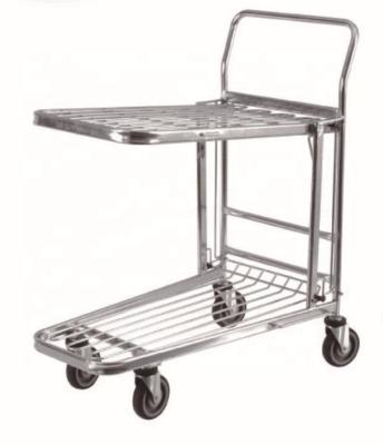 China Durable 2tier Warehouse Cart With Escalator Wheels for sale