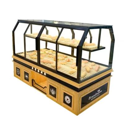 China Eco - Friendly Wooden Corner Display Stand Chinese Bakery Pastry Showcase Cabinet for sale