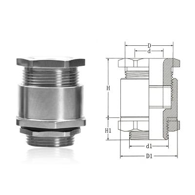 China 304/316 YIKWE Stainless Steel Armored TJ Type Marine Cable Gland for sale