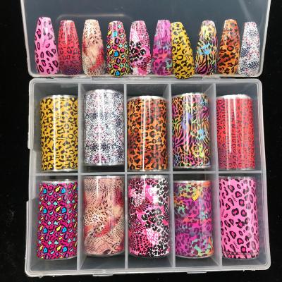 China Nail Art Decoration XueQun 4*100cm Leopard Brand Pink Logo Foil Designer For Nail Art Decoration Hot Transfer Nail Foil for sale