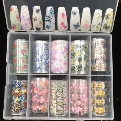 China Nail Art Decoration XueQun 4*100cm Butterfly 1 Brand Logo Foil Designer For Nail Art Decoration Hot Transfer Nail Foil for sale