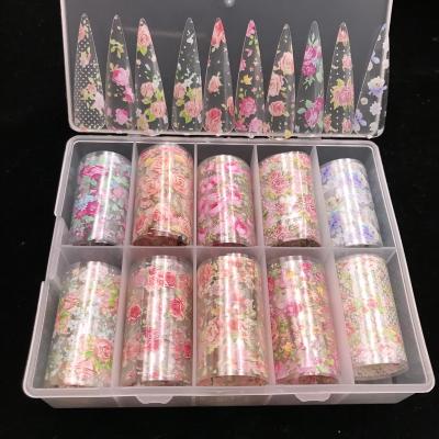 China Nail Art Decoration XueQun 4*100cm Spring Flower Brand Logo Foil Designer For Nail Art Decoration Hot Transfer Nail Foil for sale