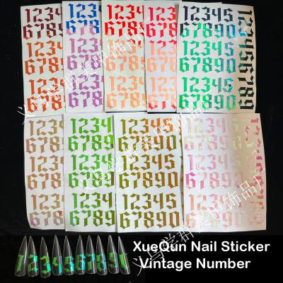 China Retro Pet XueQun Numbers Nail Sticker for sale