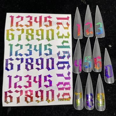 China Pet XueQun Laser Gradient Numbers Nail Sticker for sale