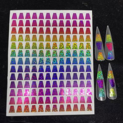 China Pet XueQun Laser Gradient Trapezoid Nail Sticker for sale