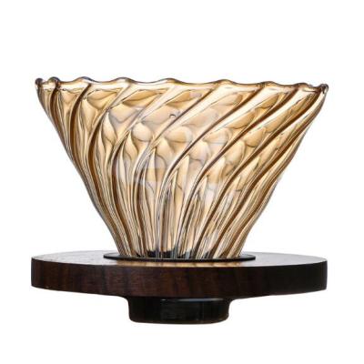 China Industrial Heat Resistant Glass Coffee Filter Holder Wooden Coffee Dripper for sale