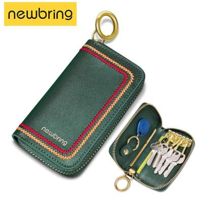 China Women's Mini Card Bag Keychain Men's Key Case Organizer Holder Pouch Cow Split Car Key Purse Single Key Wallet Case for sale