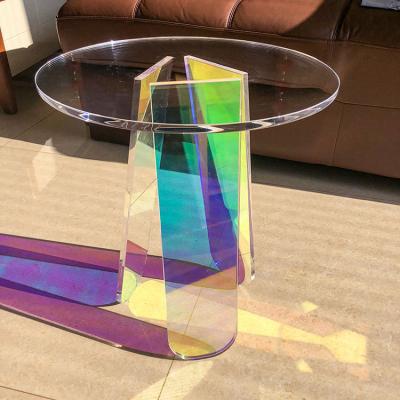 China Modern Acrylic Side Table Coffee Table Iridescent Transparent Color Coffee Table Furniture for sale