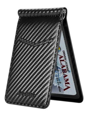 China Anti-theft Black Carbon Fiber-Look Money Clip RFID Blocking Driver License Identification Cash for sale