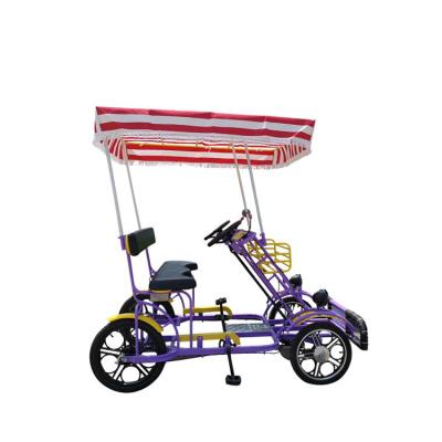 China Adults wholesale 4 seater 4 wheel Surrey Tandem Bike Sightseeing bicycle / 3 person bicycle for sale /hot sale tourist road cycle en venta