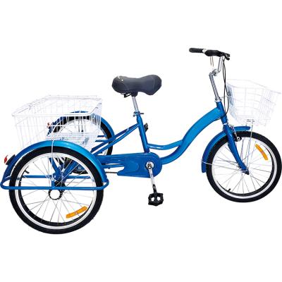 China Hot sale adult 3 wheel tricycle OEM brand passenger 20 inch single speed tricycles with steel basket for sale