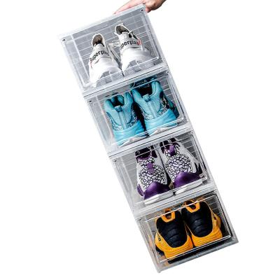 China Durable Hard-packed shoebox magnetic high-top transparent basketball shoebox storage box display shoe cabinet for sale