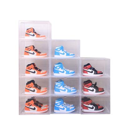 China Durable Thickened transparent plastic shoebox storage box flip drawer type shoebox magnetic folding for sale