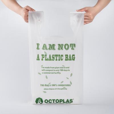 China Wholesale Custom BIODEGRADABLE Printed Eco Friendly Biodegradable T-shirt Bags Compostable Plastic Shopping Bag for sale