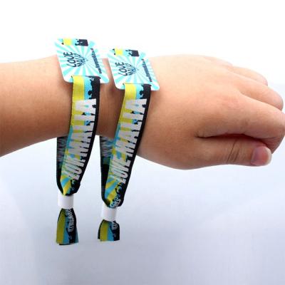 China Waterproof / Customized NFC 213 Textile Cloth Fabric Woven Wristband Waterproof NFC 213 LOGO Reusable Active Festival Event RFID Wristband With QR Code for sale