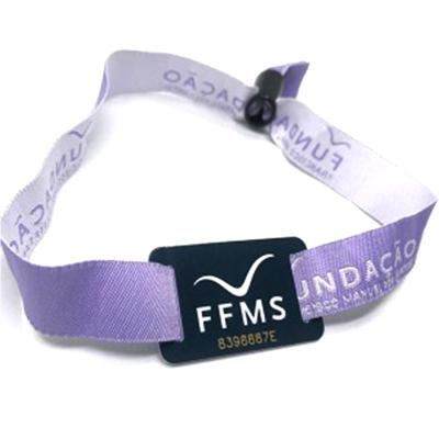 China Waterproof/Customized NFC Woven Fabric Wristband NFC 213 Waterproof LOGO Reusable Active Festival Event RFID Wristband With QR Code for sale