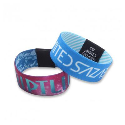 China Waterproof/S50 RFID LOGO Sublimation Active Festival Event Customized NFC Polyester Wristband Stretch Waterproof Elastic Wristband With QR Code for sale