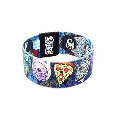 China Waterproof/S50 RFID LOGO Sublimation Active Festival Event Customized NFC Stretch Wristband Polyester Waterproof Elastic Wristband With QR Code for sale