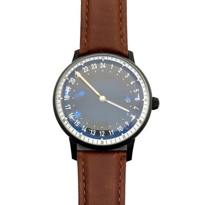 China Hot Selling 24 Hour Quartz Indicator Custom Leather Strap Water Resistant Watch For Lady for sale