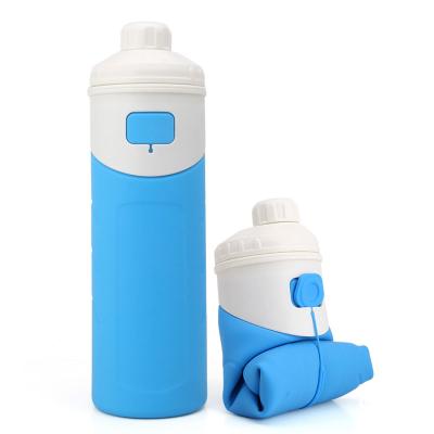 China Collapsible Insulated Silicone Rubber Water Double-wall Vacuum Travel Bottles With Nylon Strap for sale