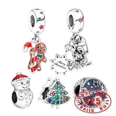 China CLASSIC 925 Sterling Silver Christmas Jewelry Pandoraes Charm Suitable for Original Time Bracelet DIY Christmas Tree Beads Jewelry Gifts for sale